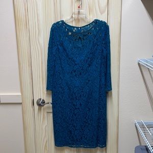 Lace teal colored cocktail dress